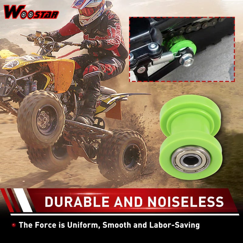 WOOSTAR 8mm Motorcycle Chain Roller Slider Tensioner Wheel Guide Replacement for Chinese ATV 4 Wheeler Quad Baja Doodlebug Dirt Pit Bike Green - Image 5